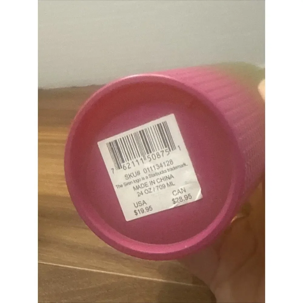 Starbucks Tumbler Cup 650ml Gradient Yellow Pink Textured Plastic Cold Cup Lid
